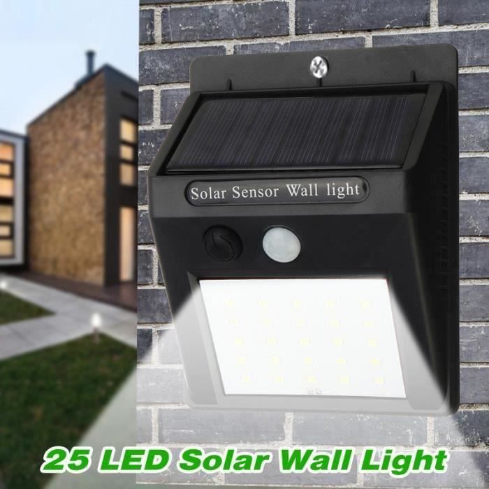 25LED Lampe murale solaire exterieur détecteur de mouvement+lumière faible Wir15