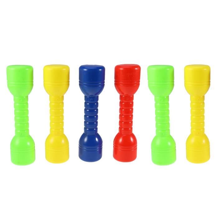 6 pièces haltères en plastique ergonomiques enfants exercice du matin haltères barre à main pour la maternelle (couleur aléatoire)