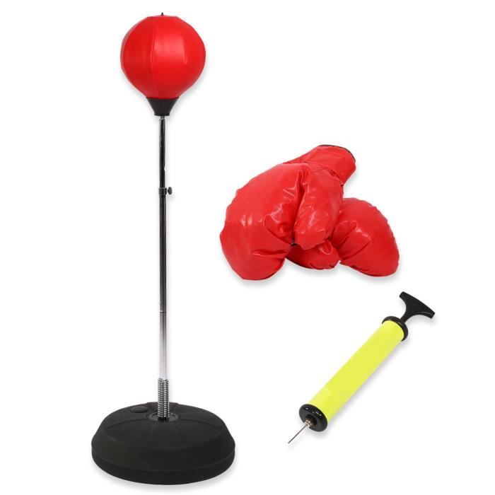 Sac de frappe punching ball avec gants et pompe hauteur reglable 125 à 140cm -WER