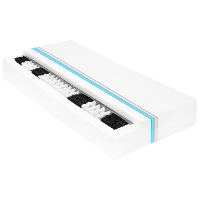 Matelas 80 x 200 cm 7 zones Ressort ensaché 20 cm H2