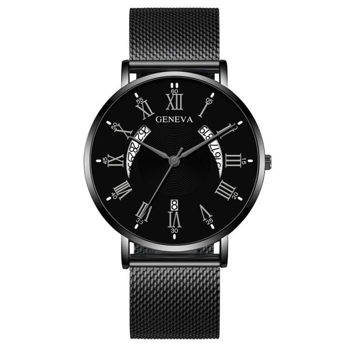 La mode minimaliste élégante avec la montre de cadeau de montre de quartz d'homme de cadran de bande de maille LZX200929741E