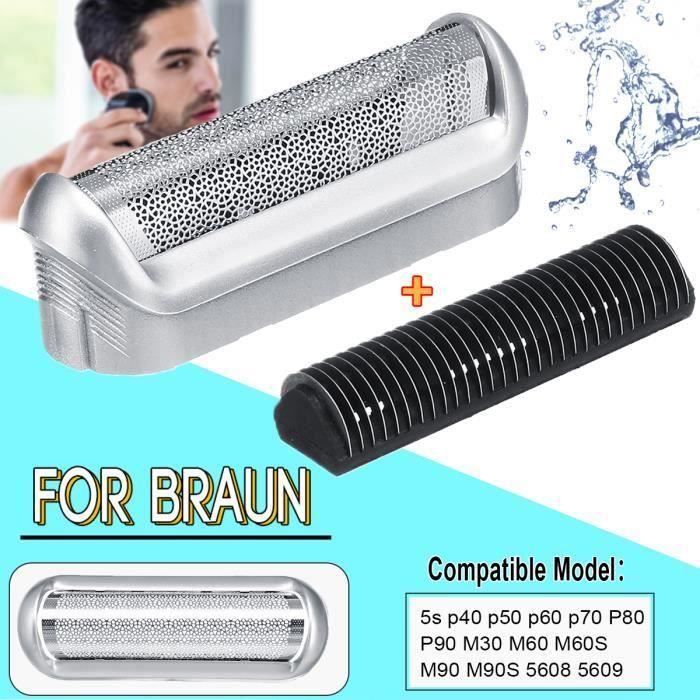 Shaver Feuille Rasoir Grille Rasage et Lames Pour Braun 5S P40 P50 P60 P70 P80 P90 M30 M60 M60S M90 M90S 5608 5609 Top46500