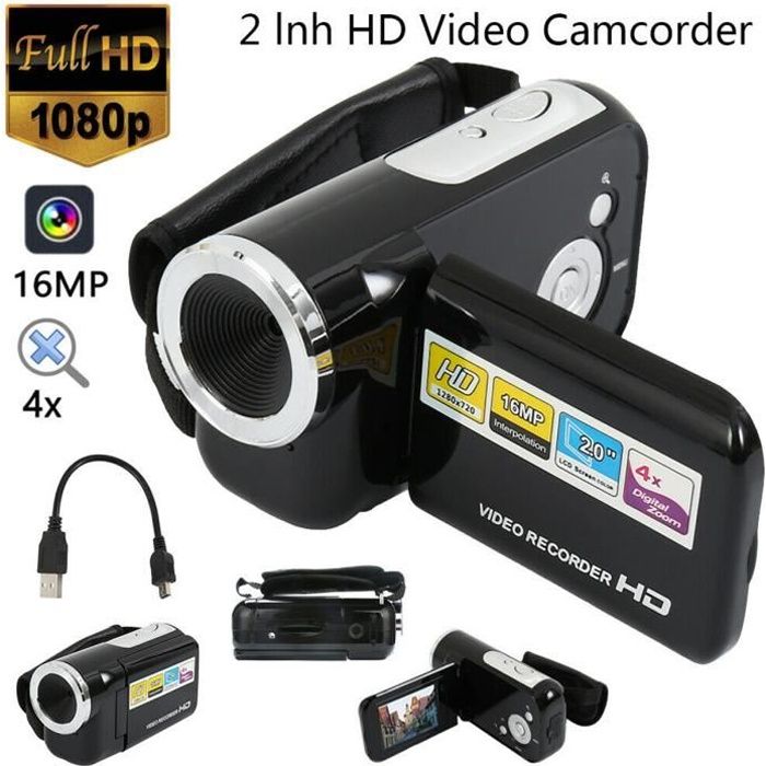 Caméra HD numérique mini DV neutre -noire, Caméscope Pro Caméra Vidéo Numérique DV 1080P FULL HD 2.0- LCD 16MP 16x Zoom 4x AV Sortie