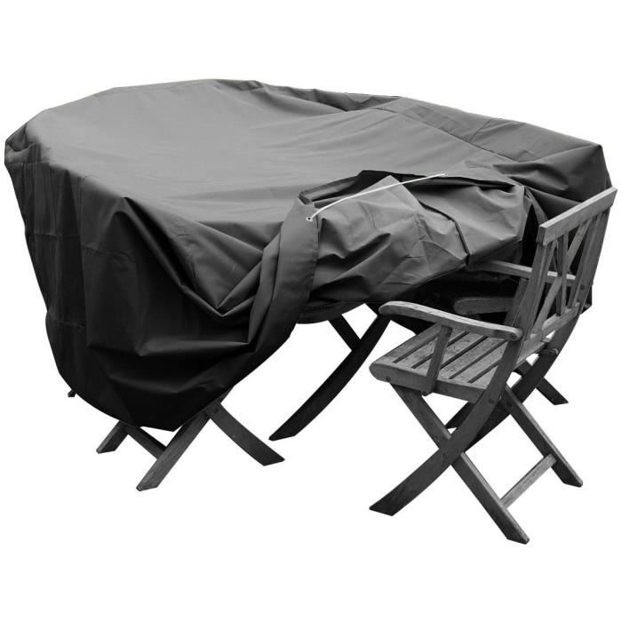 GREEN CLUB Housse de Protection pour Salon de Jardin Ovale Haute qualité Polyester L 270 x l 150 x h 78 cm Couleur Anthra1529