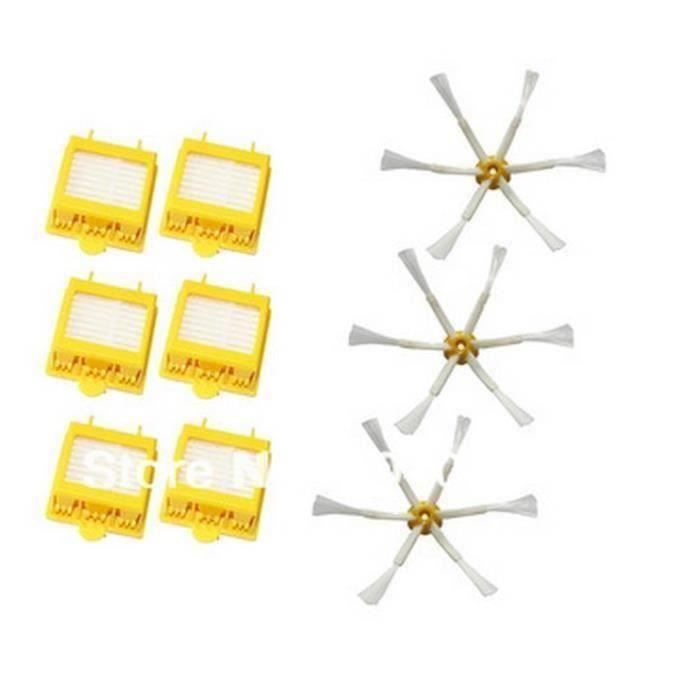 Kit De 6 Filtres HEPA + 3 6-Bras Brosse Latérale Pour iRobot Roomba série 700(760 770 780 790)
