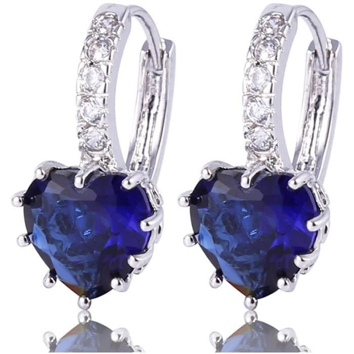 BOUCLE D OREILLE x Boucles doreilles Creacuteole Argent Fin 925 Avec Cristal Coeur en Swarovski Elements Pour Femme287