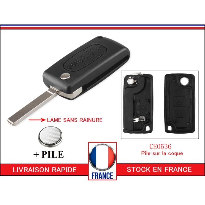 Machina Telecomando Coque Clé Voiture Compatible Peugeot Partner 2, Citroën Jumpy - Boîtier Télécommande 3 Boutons (Modèle CE0536) Boitier Télécommande Citroën Jumpy