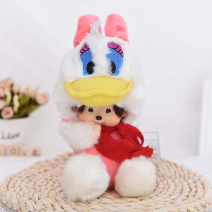 Poupée Donald Duck Monchichi Doll Peluche 20cm Gris avec biberon
