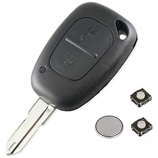 Coque Boitier Clé Plip Telecommande pour Renault KangooTrafic Master Opel Vivaro Movano avec 2 Switchs et Pile