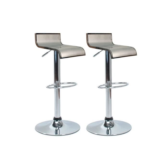 Tabourets de bar / cuisine argent WAVES (lot de 2)