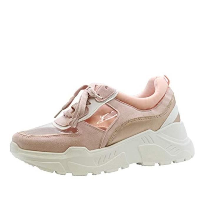 Sandale De Randonnee GHO2V Mesdames Plateforme Formateurs Chunky Plexiglas Lace Up Sneaker Chaussures de course Taille 3-8 Taille-39
