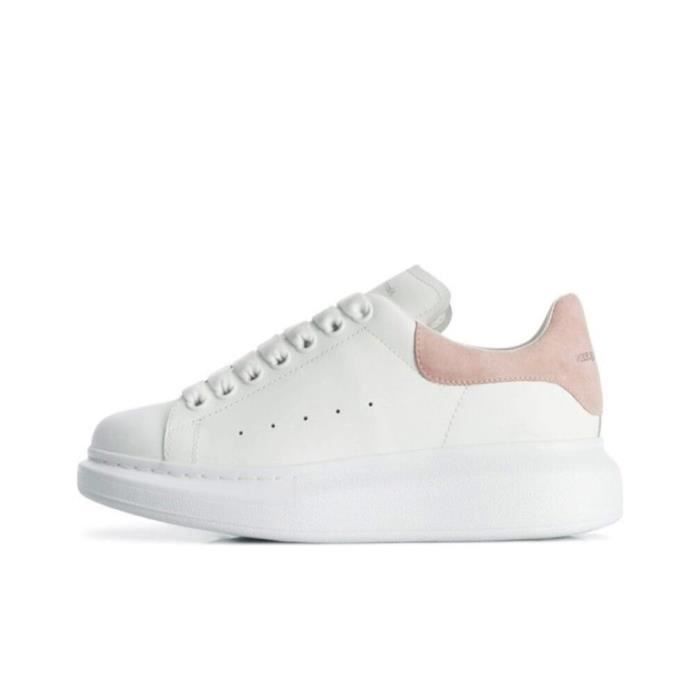 Alexanders Mcqueens MC Femme Homme Basket Chaussur Blanche et Rose Pas Cher