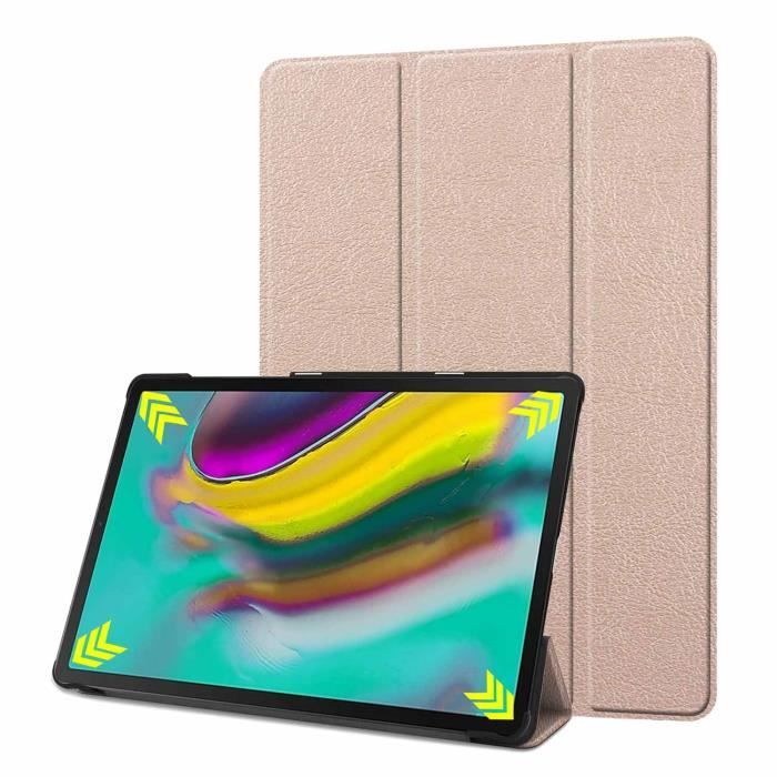 Tablette Coque Etui Protection Pour Samsung Galaxy Tab S5e 10.5- SM-T720 SM-T725 Housse PU Cuir Antichoc avce Support - D'or