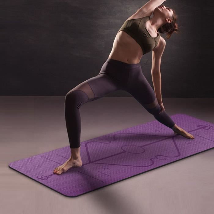 Veronique Tapis Yoga -Tapis De Sport Fitness a La Maison -Tapis de Pilates,Poids léger,Antidérapant 183 * 61 * 0,6 cm violet foncé