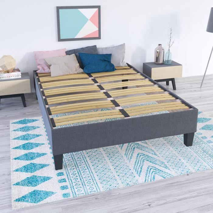 OLYMPE LITERIE - Sommier en kit ErgoStar - Gris Clair - 160x200