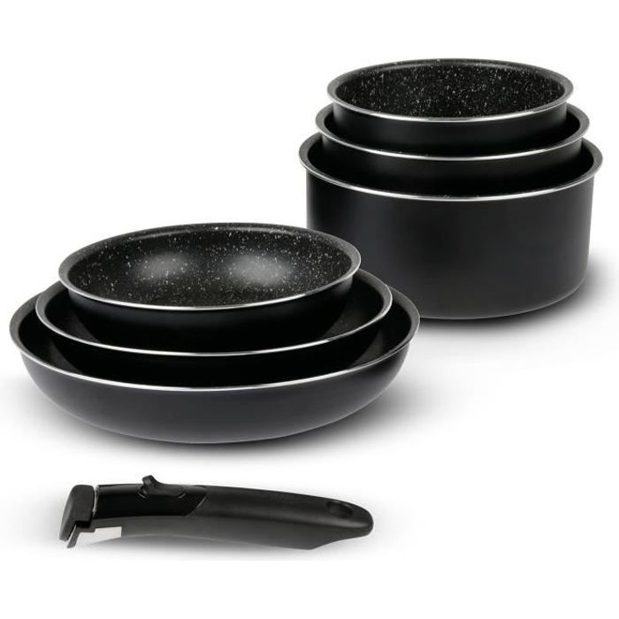 SITRAM 713496 - Batterie de cuisine 7 pièces - Aluminium pressé - Revêtement intérieur anti-adhésif - Tous feux dont induction