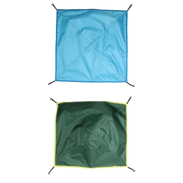 2pcs Bâche Tente Anti Pluie UV Imperméable Tapis Étanche Coupe-Vent Anti-neige Camping Abri - Armée Vert + Bleu