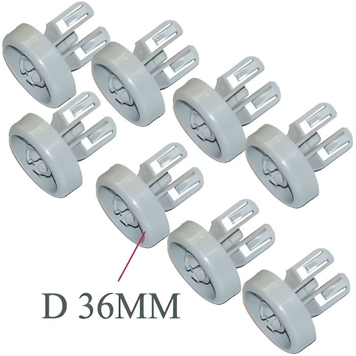 kit de 8 roulettes panier inferieur lave vaisselle whirlpool laden 481252888112