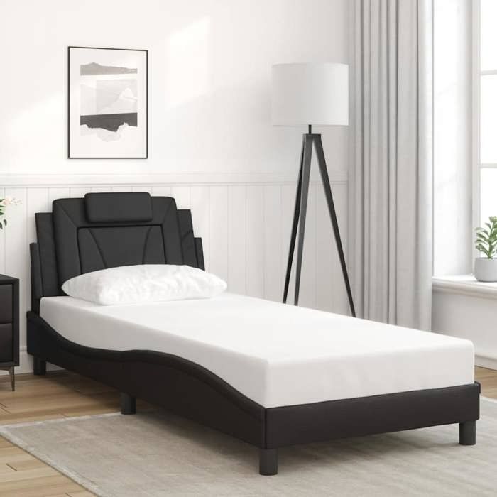 vidaXL Cadre de lit Viana sans matelas noir 90x200 cm similicuir 3208068