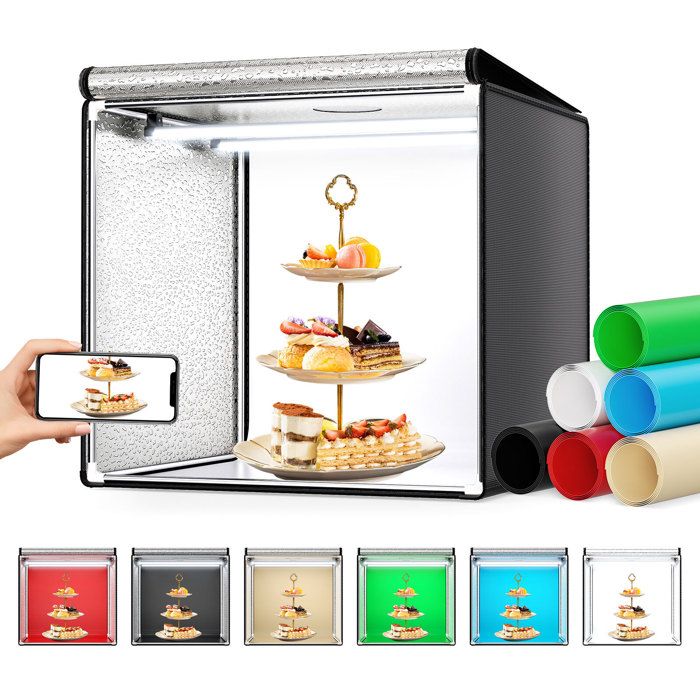 Boîte à Lumière 60cm Portable Avec 126 LEDs Réglables - Studio Photo Pliable 3 Températures Et 6 Fonds