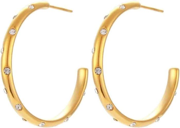 Boucles D’oreilles En Acier Inoxydable « 2 En 1 » Avec Perle En