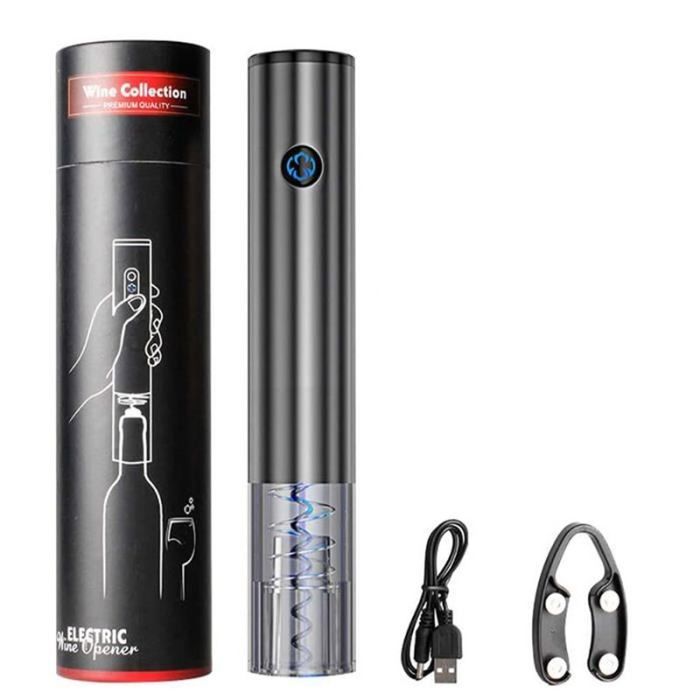 BEPER P102ACP100 Tire-Bouchon Électrique Rechargeable Avec Coupe-Bouteille - Ouvre-Bouteille Électrique USB Pour Vin