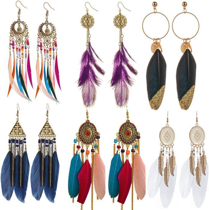 Boucles D'oreilles Plumes Hippie à Pois – Bijoux Miniatures Faits Main à Berlin – Marque Miniblings