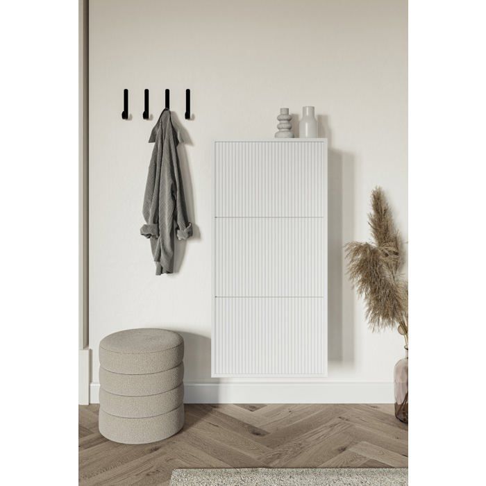 Meuble à chaussures suspendu VELDIO - 50x30x125 cm - blanc