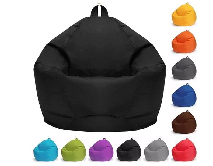 Pouf Poire Adulte et Enfants Pouf Géant sans Remplissage Coussin de Sol Pouf de Salon Grande Fauteuil de Salon 70x80cm-Noir