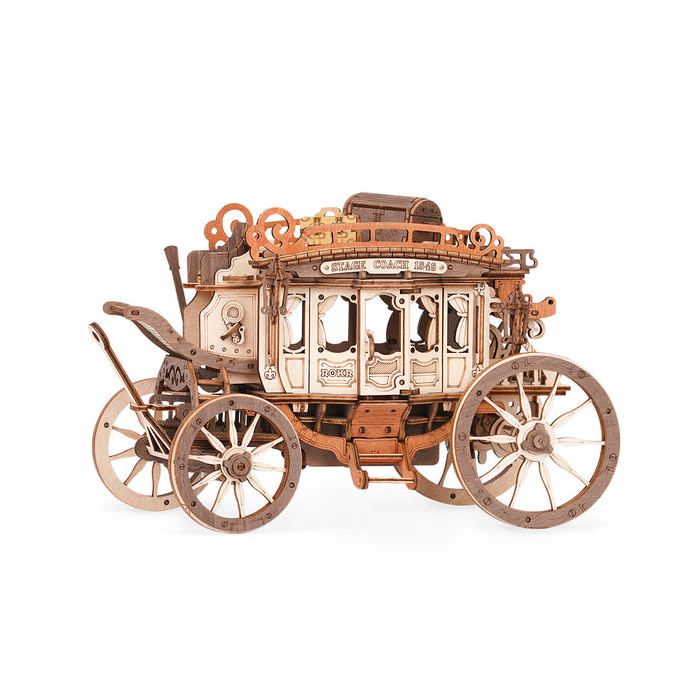 Puzzle 3D bois pour adultes - ROBOTIME Stagecoach boîte à musique en bois Puzzle AMKA1 saint-valentin Puzzles en bois 3D