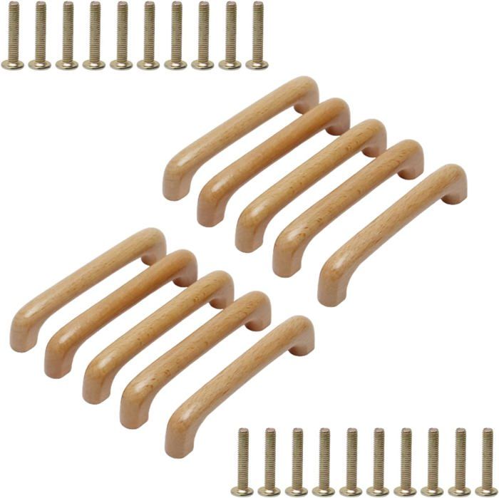 Lot De 20 Bouton Tiroir Bois, Naturel Bouton De Meuble Bois, Vintage