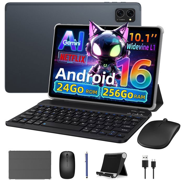 VekfulPC T20 Tablette Tactile 101 Android 1624Go RAM(8+16Go) 256Goavec Clavier StyletWidevine L15000 mAhIdéal Étude Travail