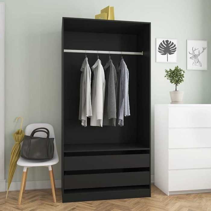 Garde robe-Armoire Noir 100x50x200 cm Bois dingénierie SHL53169