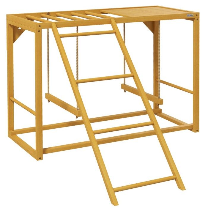Comparer les prix de Poulailler Aire De Jeux Bois Naturel Pour Poules Avec Balançoire + Échelle + Structure Escalade - Pour 3-4 Poules