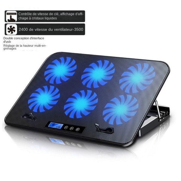 Support Refroidisseur LS2 Pour PC Portable (9" à 17") - 6 Ventilateurs 70mm Réglables - Inclinaison 5 Positions - Alimentation USB - LEDs Bleues - 9