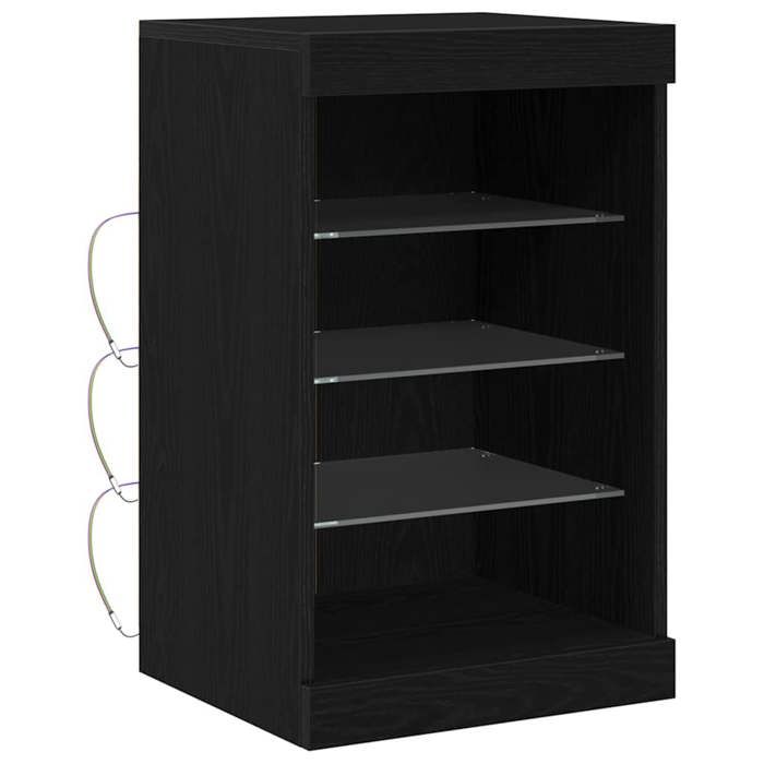 YUN@Buffet Bas Bahut Armoire Commode Sidebord avec lumières LED Chêne Noir 41x37x67 cm @3947@