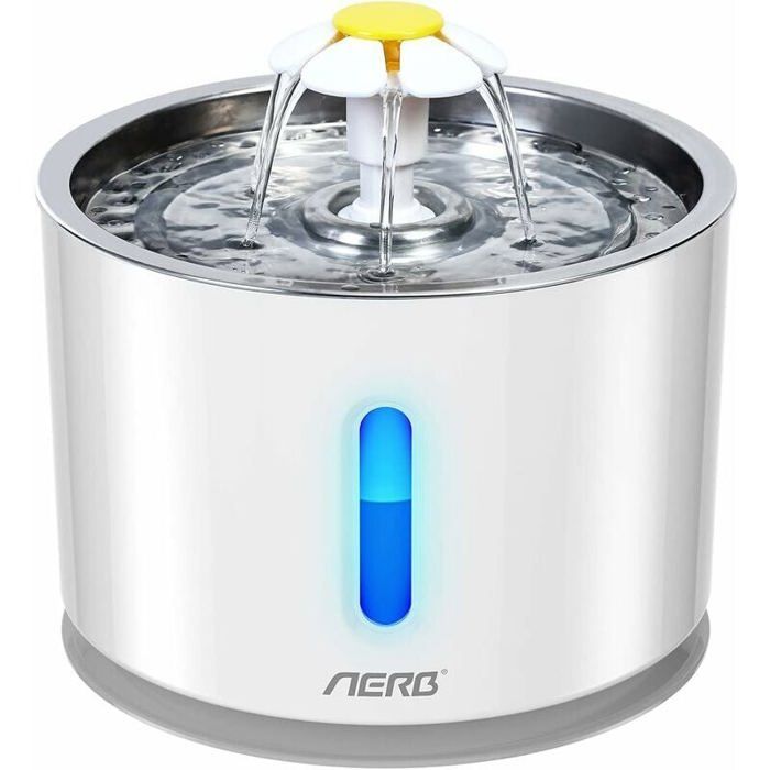 Meilleurs prix pour Fontaine à eau pour chat et petit chien silencieuse avec filtre à charbon actif et plateau en inox ODIPIE
