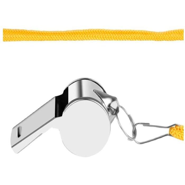 Sifflet D'Arbitre SPYMINNPOO Haute Fréquence - Sans Noyau - Noir/Argent - Double Chambre, Cordon Nylon
