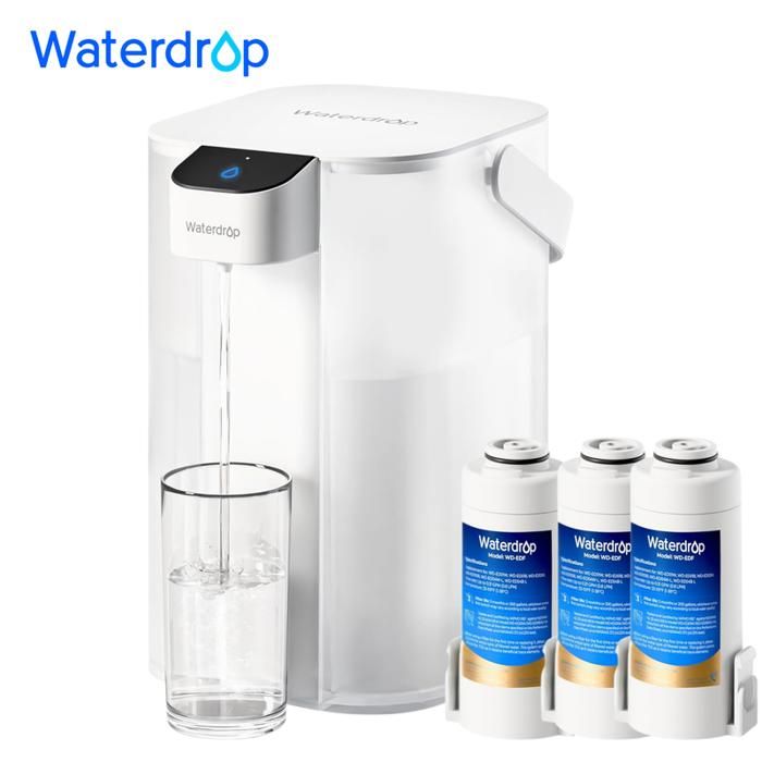 Waterdrop Pichet de filtre à eau électrique distributeur deau rechargeable système de comptoir instantané de 15 tasses(3)
