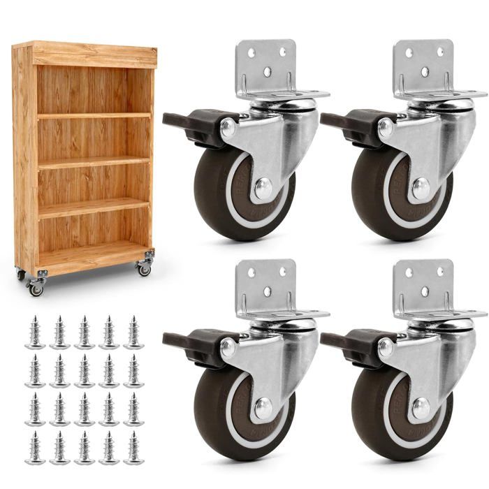4x50mm Furniture Caster Wheels Moving Wheels with 4 Brakes Wheels with ...