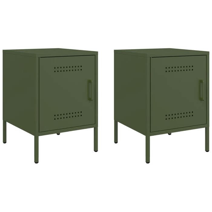 JILLS - Ensemble de 2 armoires de chevet Tables de chevet Lot de 2 - vert olive 36x39x50 5cm acier OCT90813737