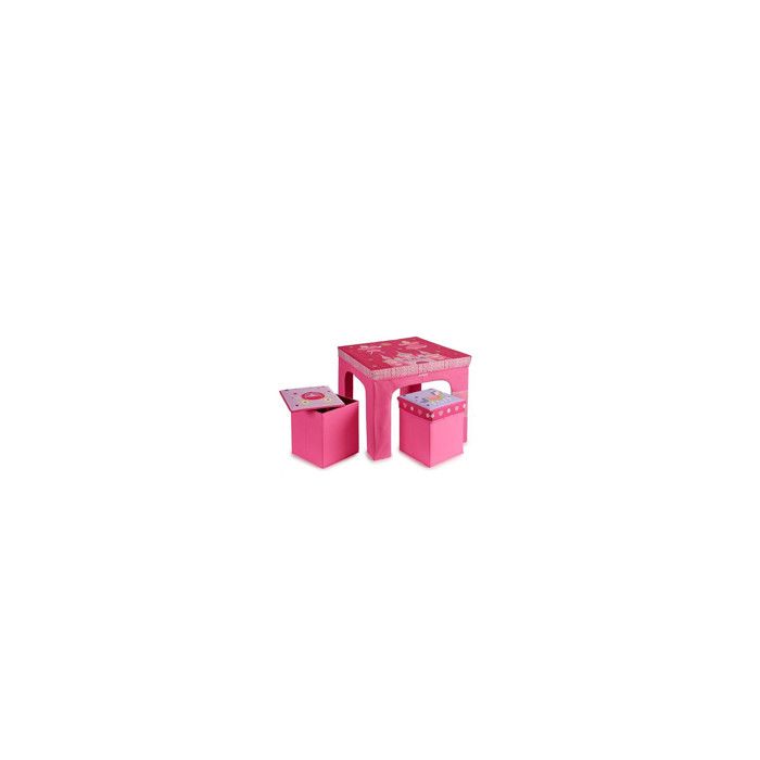 Table + 2 Tabourets Enfant Pliables Princesse Rose