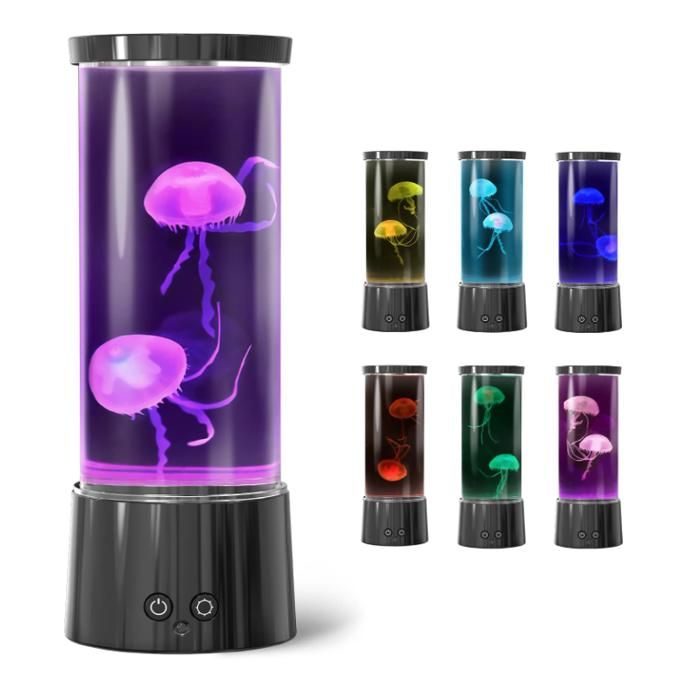 Lampe Meduse Lumineuse Aquarium 17 Couleurs Changeantes Jellyfish Lamp avec Télécommande Alimenté par Batterie/USB Relaxante