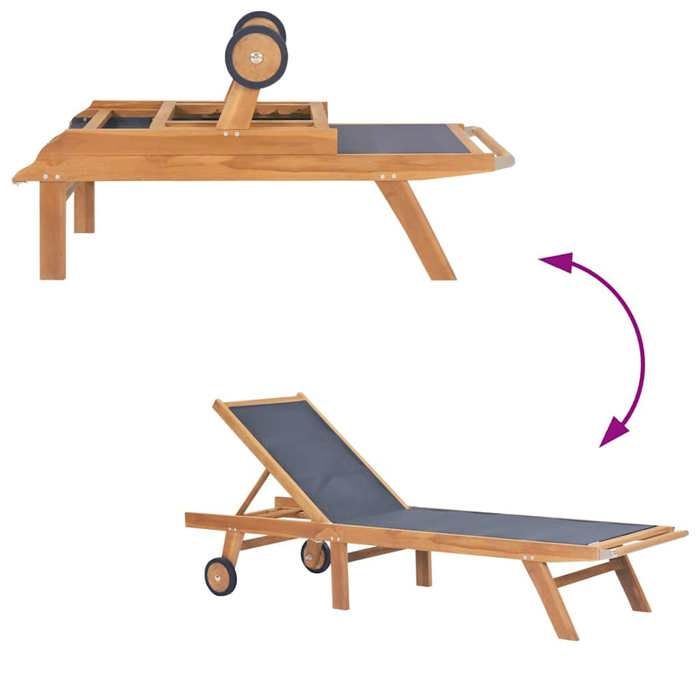Sale 2026 Chaise longue pliable - BURKE - Transat 1 PLACE - avec roulettes Teck massif et textilène Cc591