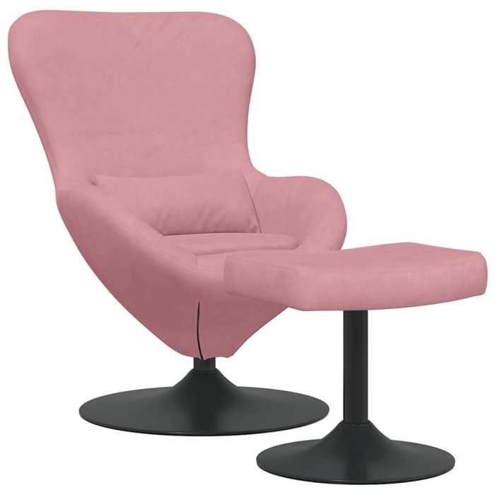 NEUF 2026 CHIC Chaise Œuf SWEETY Fauteuil tourne à 360 degrés avec Pouf Rose 63x73x90 cm Velours FF5484
