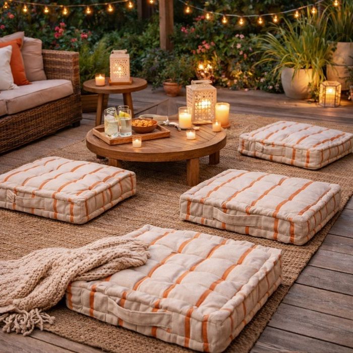Coussin de sol 45 x 45 cm St Tropez corail