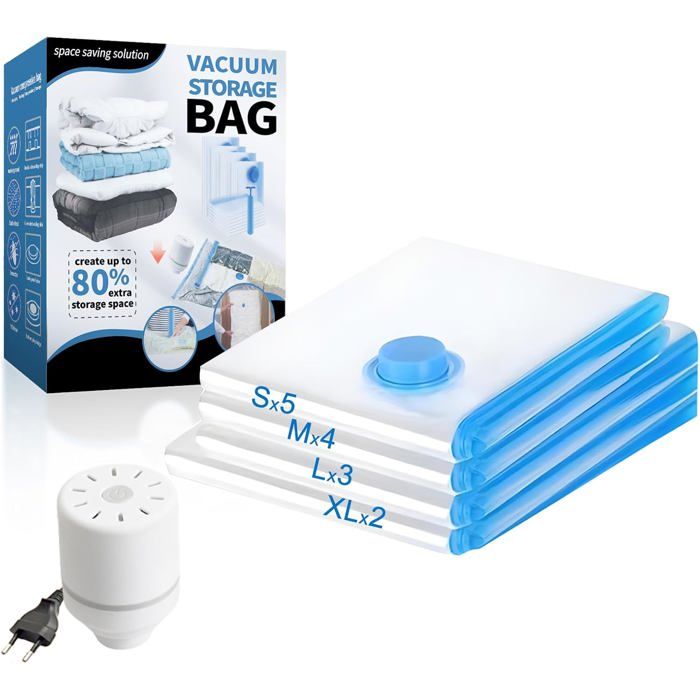 Sacs à linge sous vide 14 sacs de vêtements de voyage(2 extra grands 3 grands 4 moyens 5 petits)pour ranger vêtements oreillers