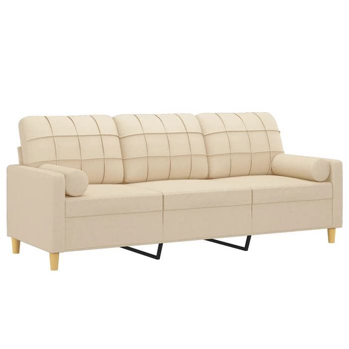 SHELL© SOFA-Canapé salon - 3 places - (par siège) : 110 kg - oreillers - décoratifs - crème 180 cm tissu C4179