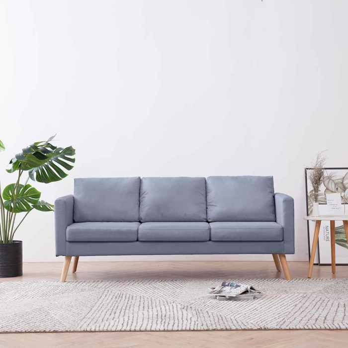 Promo étéCanapé à 3 places - SWEETY - [par siège:110 kg] - Tissu Gris clair - Dimensions:168x70x73cm 754871