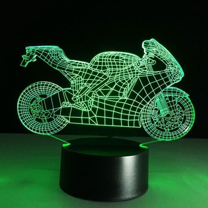 Lampe optique poser décoratif tactile 7 couleurs - Aueq - illusion optique modèle moto faible consommation câble usb ou 3 piles aa
